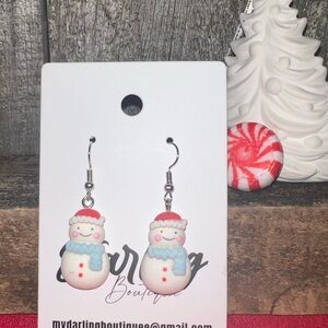 Snowman Earrings with Red and Blue Accents